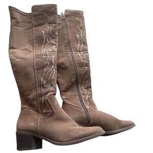 Olivia Miller Women's Size 7.5  Brown Knee High Western Zip Up Boots